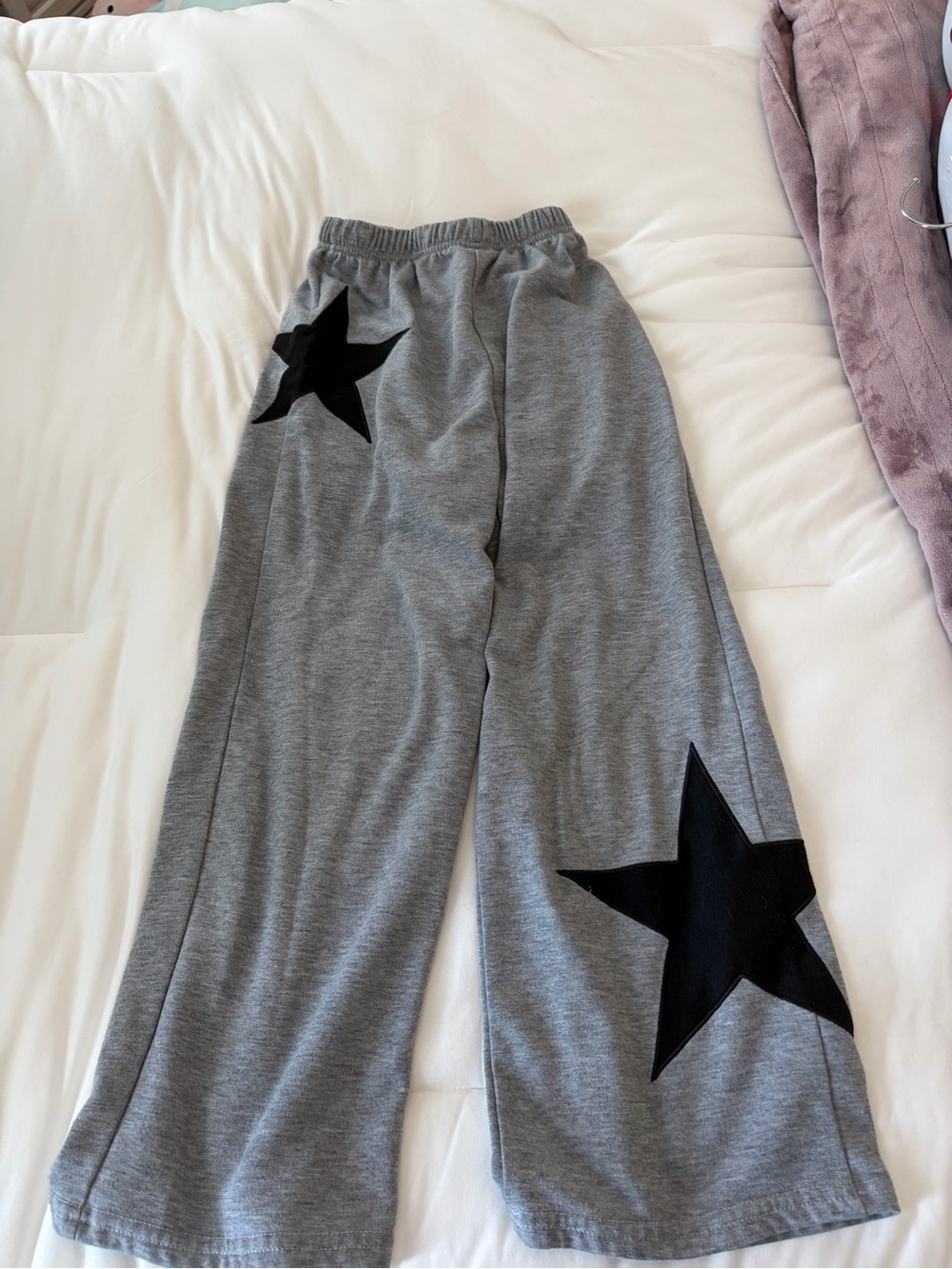 Kids Grey Star-Accent Wide Leg Bottoms